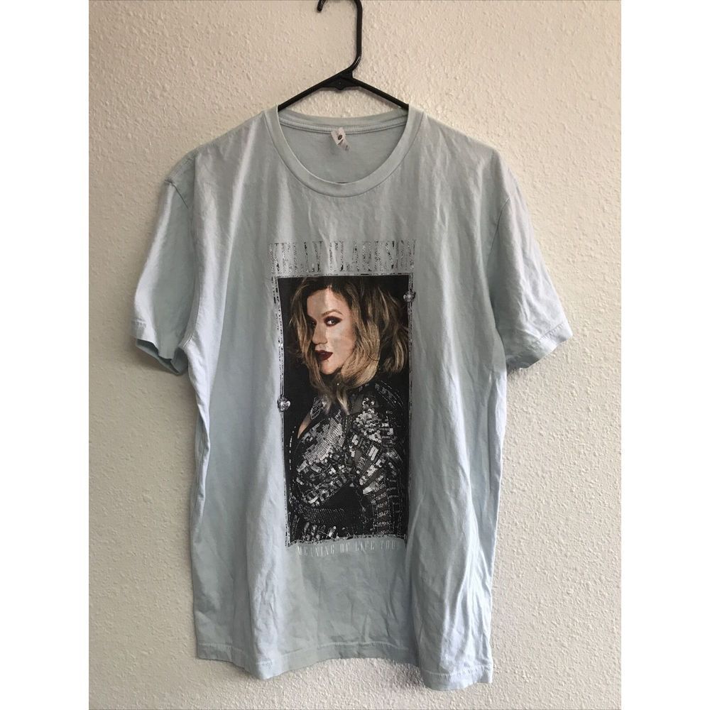 Kelly Clarkson  Meaning of Life Concert Tour Blue T shirt L Top Cotton Stretch